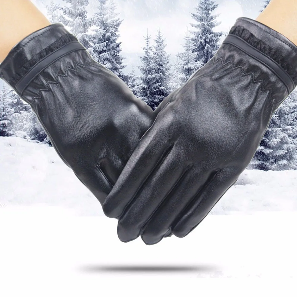 

Women Winter Gloves 2019 Warm Leather Gloves Driving Cycling Riding Soft Lining Gloves Thick Wrist Mitten Windproof Luvas#10