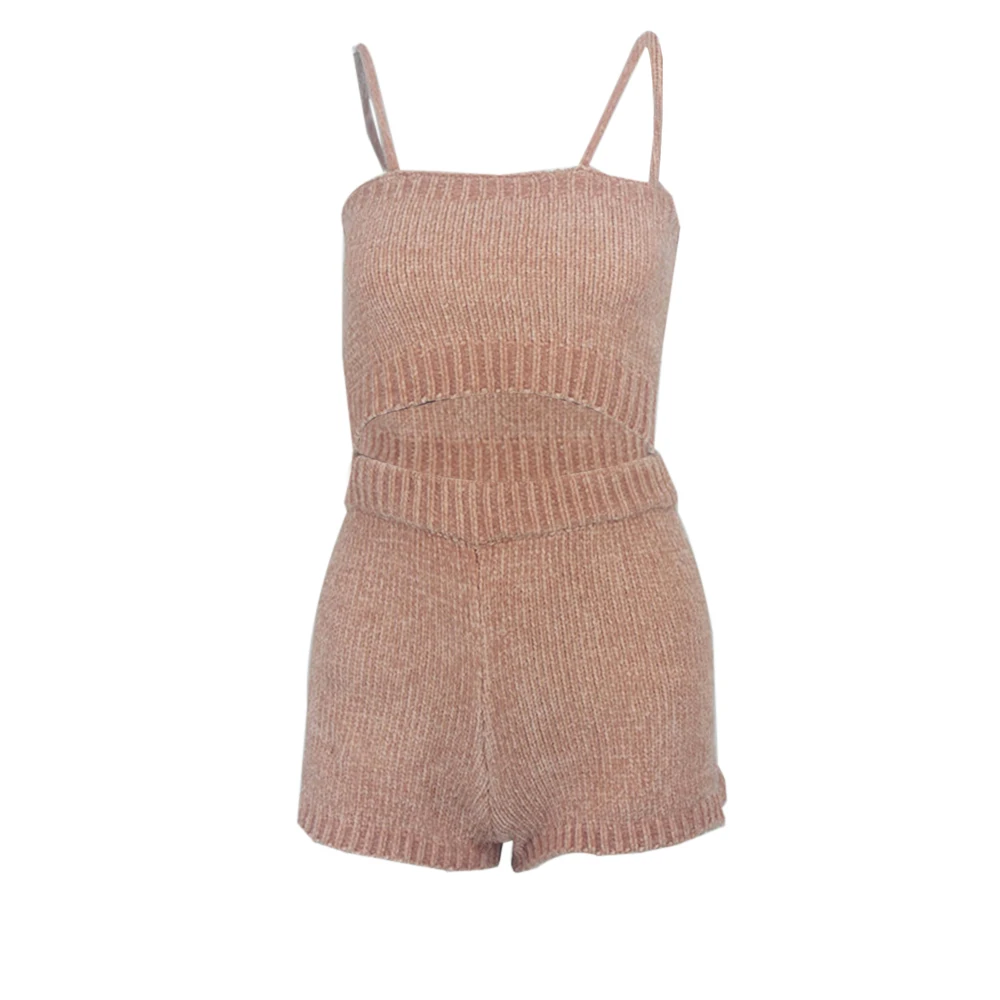 2020 Autumn Sexy Sweater Two Piece Sets Women Spring Knitted Strap Crop Tops+ Bodycon Shorts 2 Piece Outfit Set Club Party Suit