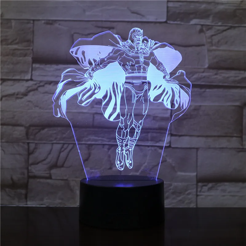 

Avengers Hero Kids 3d Table Lamp X Man Sleep Nightlight Illusion USB Touch Sensitive Light Magneto Lamp