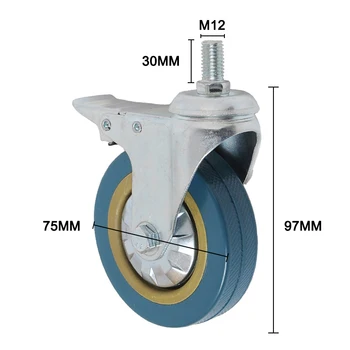 

PVC Casters 4pcs Casters Heavy Duty Pneumatic Caster Wheels No Noise Wheels LAD-sale