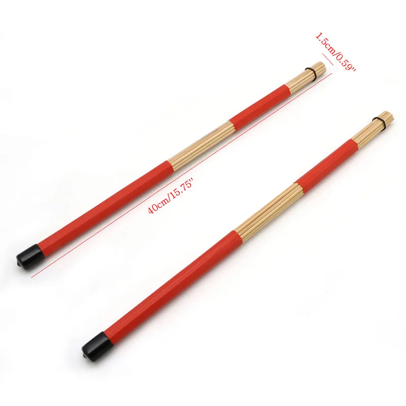 Drop Ship 1 Pair Drum Brushes Jazz Red Drum-Sticks Percussion Set Made Of Bamboo 40CM