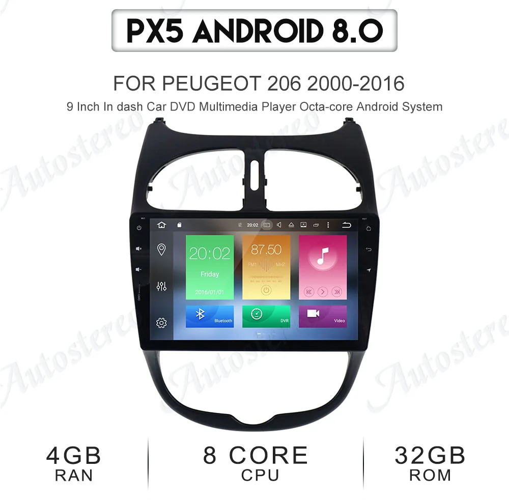 Perfect AOTSR Android 9.0 Car DVD Player For Peugeot 206 Multimedia Video WIFI GPS Navigation Car Radio Stereo Steering wheel car player 28