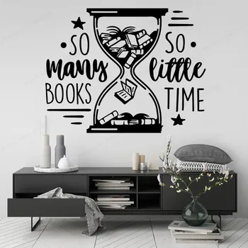 

so many books so little time Motivation wall decal Reading Room Library wall sticker vinyl book shop decoration JH505