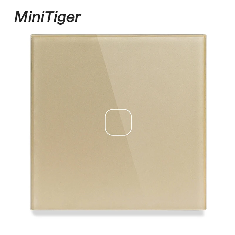 1 gang 1 way gold Minitiger, стандарт ЕС/Великобритании, 1 банда, 1/2, сенсорный выключатель, серый, Хрустальный, стеклянный, панель, сенсорный выключатель, светильник, настенный, только сенсорный, функциональный переключатель - Цвет: 1 gang 1 way gold