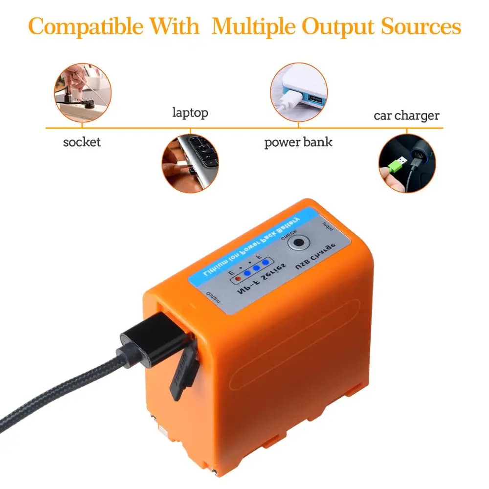 Indicador de Energia da Bateria para Sony Saída F730 4 F770 Led np F960 F970 Np-f550 Ccd-trv58 V1j z1 Pcs 5200mah Usb Np-f750 - Image 2