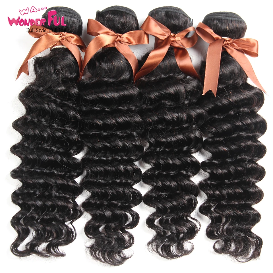 

Deep Wave Malaysian Hair Weave Bundles 3 4 Pieces 100% Human Hair Bundles Natural Color Remy Hair Extensions
