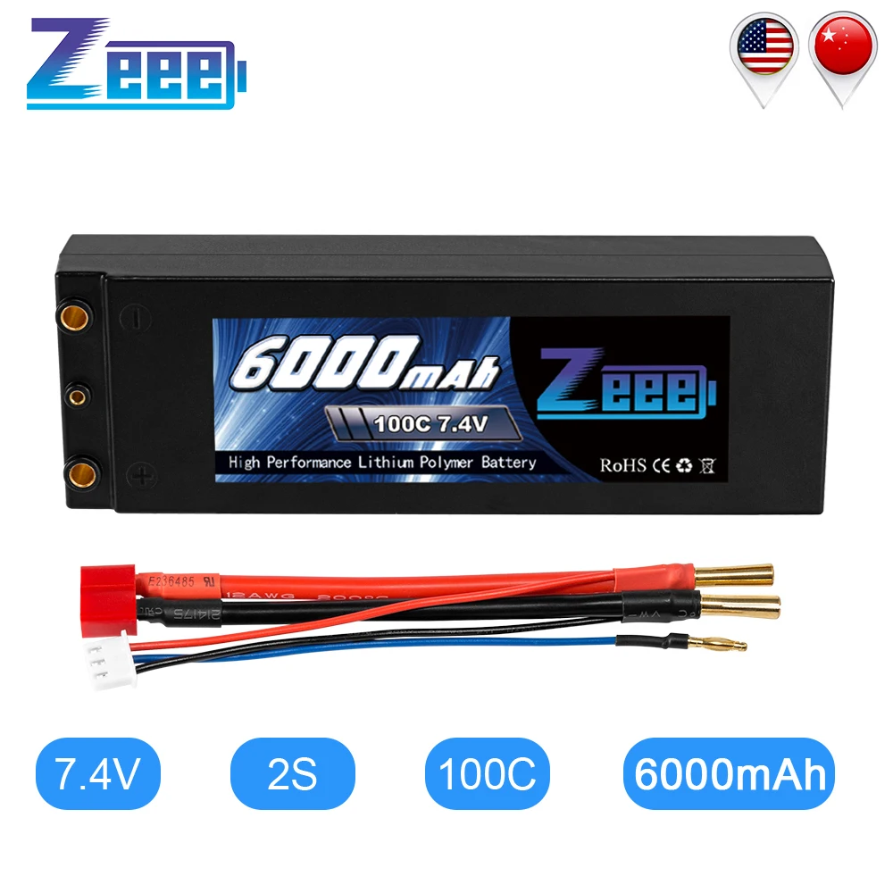 Аккумулятор Zeee Lipo 6000 мА/ч 7 4 В 100C 2S RC автомобильный аккумулятор с разъемом Deans T для