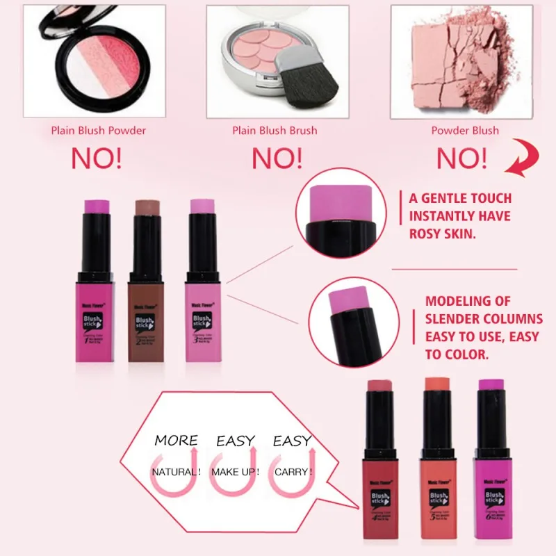 

Makeup Blush Stick Brightening Complexion Not Blooming Blush Cream 6 Colors Facial Beauty Cosmetic Fashion
