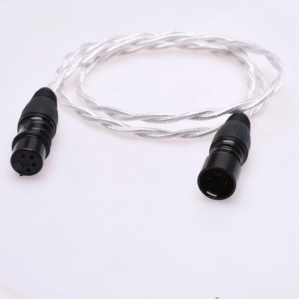 

4 Pin XLR Male to 4 Pin XLR Female Balanced Audio Adapter Extension Cable Crystal Clear Silver Plated Shield Cable