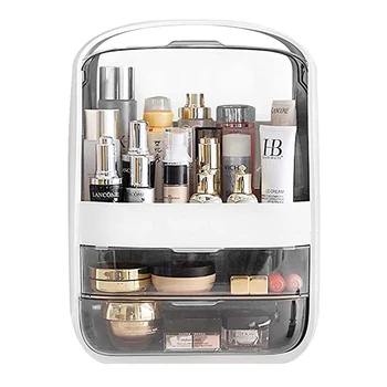 

Makeup Organizer Transparent Clamshell 2 Drawer Dressing Table Desktop Plastic Cosmetic Box Storage Containers Jewelry Holder