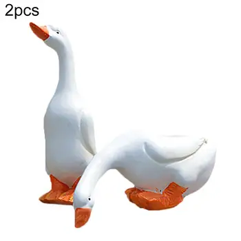 

2Pcs Resin Duck Figurine Simulation Duck Animal Model Ornament For Yard Pond Lawn Statue Garden Outdoor Decoration