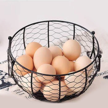 

Iron Chicken Egg Storage Basket Snack Fruit Holder Creative Hen Ornaments Container Household Kitchen Storage Accessories