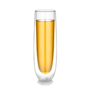 

2 Pcs/lot fashion high quality long shaped beer glass cups double layer Transparent wine glass water glass mugs GLA-05
