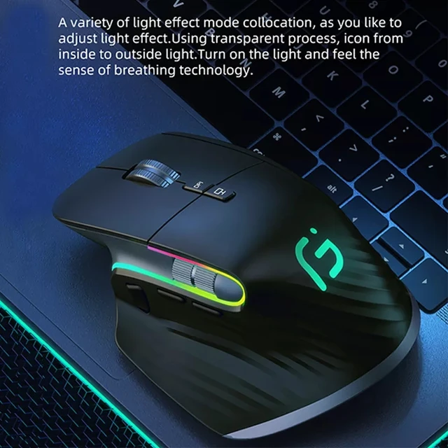 2.4G Rechargeable Wireless Mouse Bluetooth RGB Silent Ergonomic Mice 5 Speed 4000DPI Gaming Mouse For Tablet Macbook Air Laptop 2