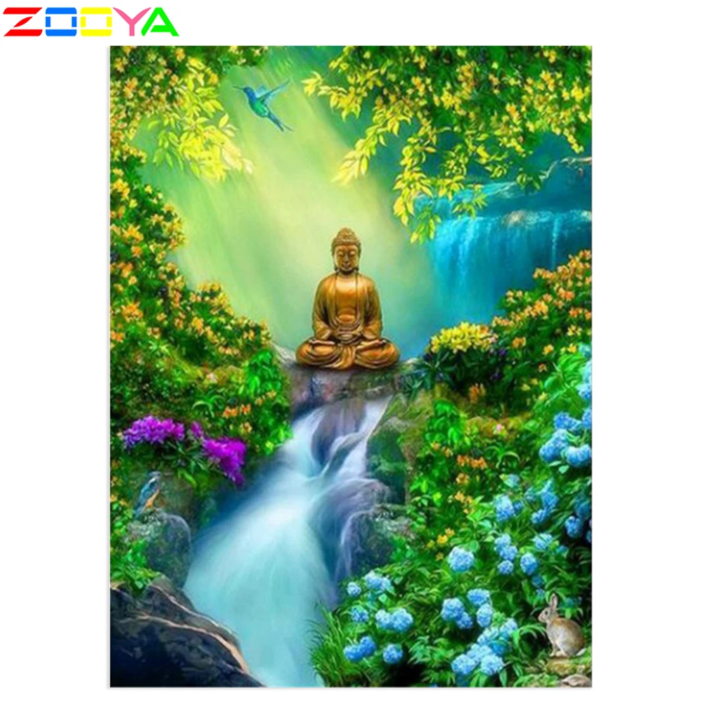 Zooya 5D алмазная живопись статуя Будды фотография ручной работы подарок стразы