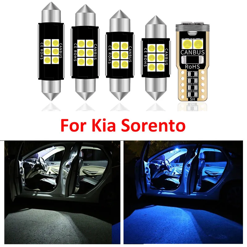 

9pcs White Interior LED Light Bulbs Package Kit For Kia Sorento 2014-2015 T10 31MM 39MM Map Dome Trunk Lamp Car Accessories