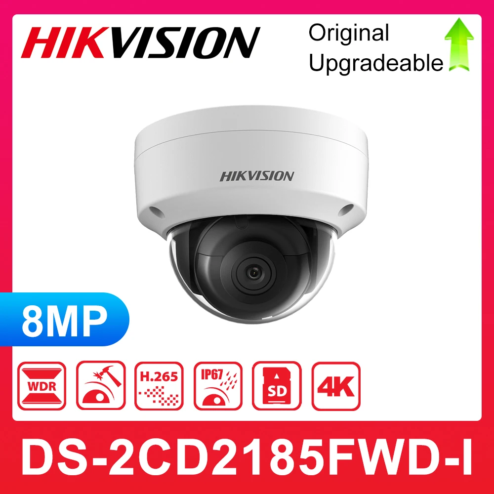 Hikvision Original IP Camera 8MP IR Fixed Dome DS-2CD2185FWD-I Network POE H.265 Updatable CCTV security IP67 | Безопасность и
