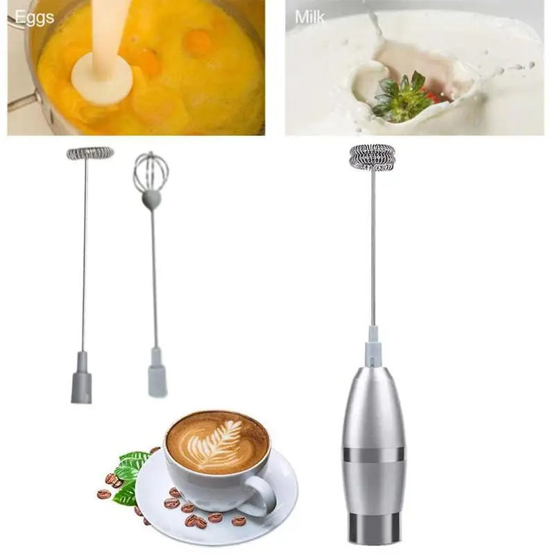 

Automatic Electric Milk Frother With Whisk Head Portable Coffee Maker Egg Beater Milk Frother Handheld Kitchen Whisk Tool