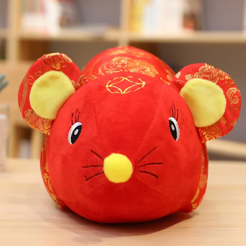 Новогодняя мышь фестиваль фу плюшевая игрушечная мышь китайская мышка талисман набивная Мягкая кукла украшения для домашнего праздника Новогодний подарок для детей
