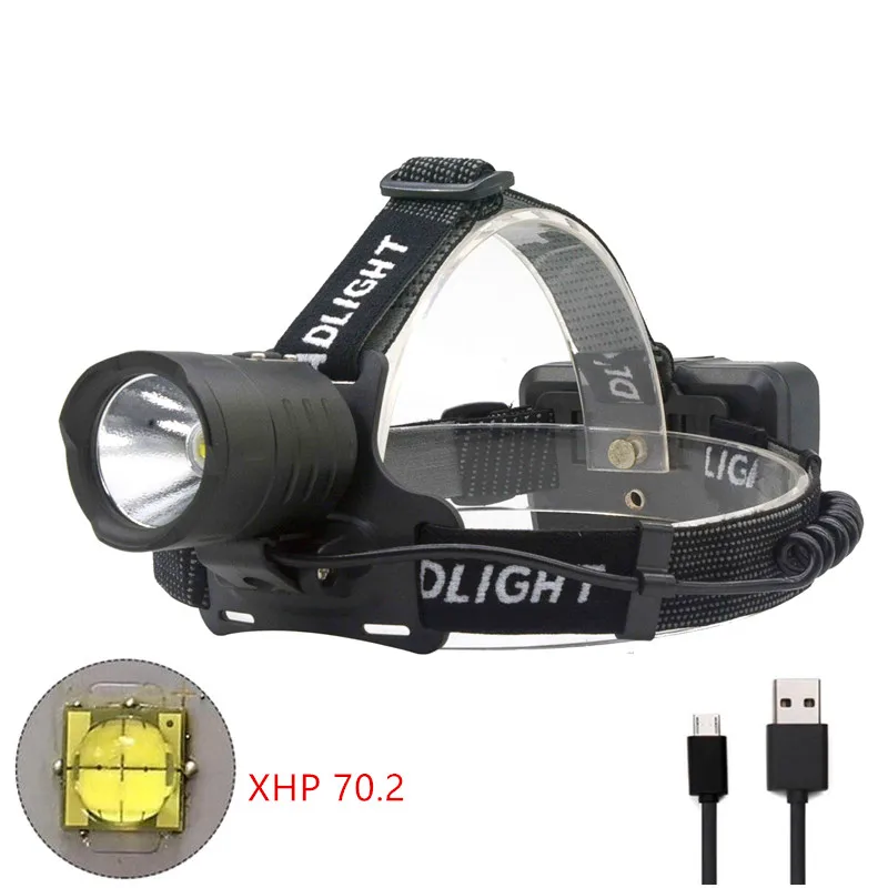 White 6500k Супер яркий 7000лм Led xhp70.2 налобный фонарь usb Перезаряжаемый фонарь xhp70 фонарь 3*18650 батарея для рыбалки и кемпинга - Испускаемый цвет: White 6500k