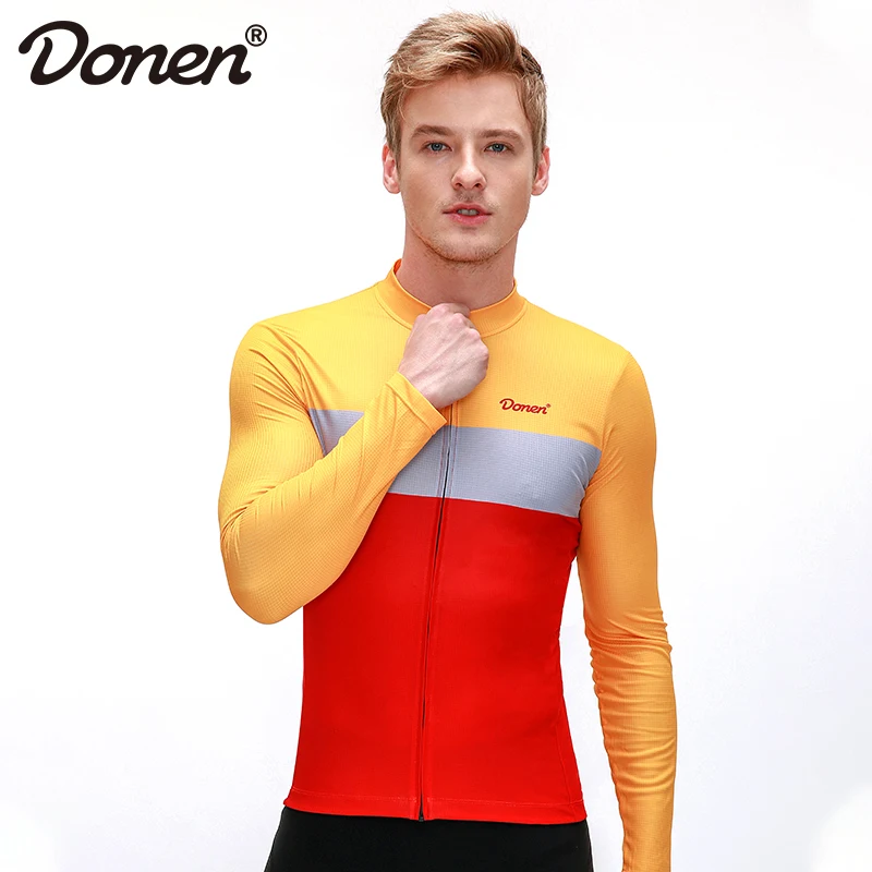 DONEN New Autumn Spring Road Cycling Jersey Men Long Sleeve Mountain Racing Bicycle Clothing Maillot Ropa Ciclismo Hombre