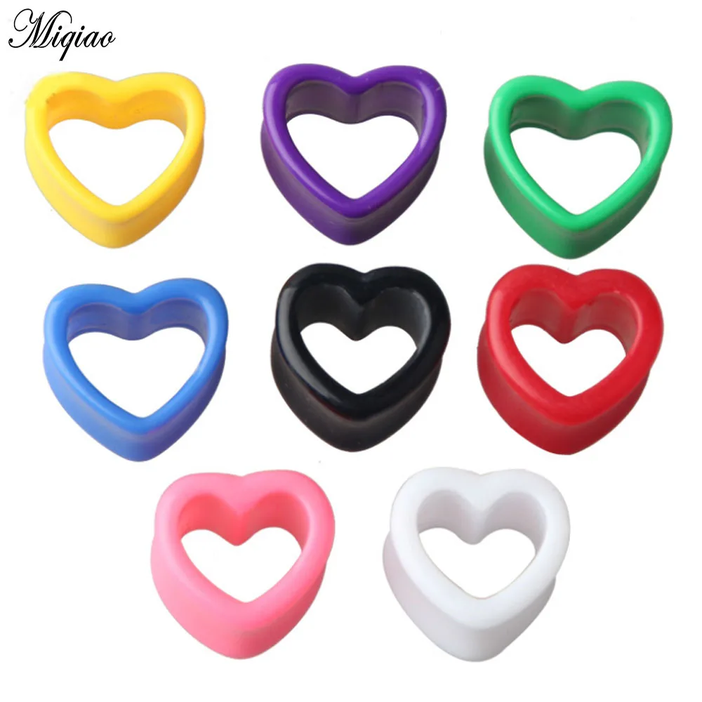 

Miqiao 2pcs New Product Heart-shaped Ear Expander Hot Selling Acrylic Ear Expander 5mm-12mm Exquisite Body Piercing Jewelry