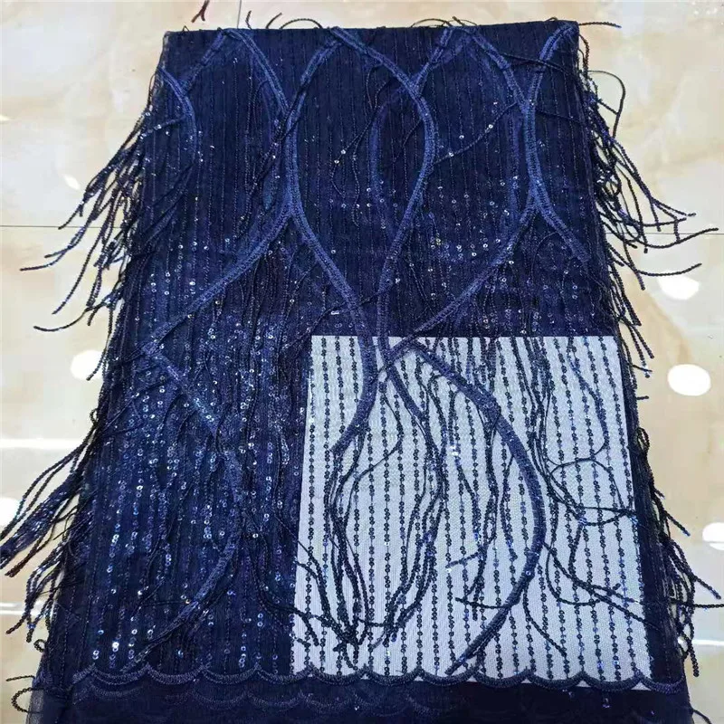 

Latest French Lace Fabric 2020 High Quality Royal Blue Wedding African Lace Fabric With Sequins 3d Lace Fabric For Nigerian Lace