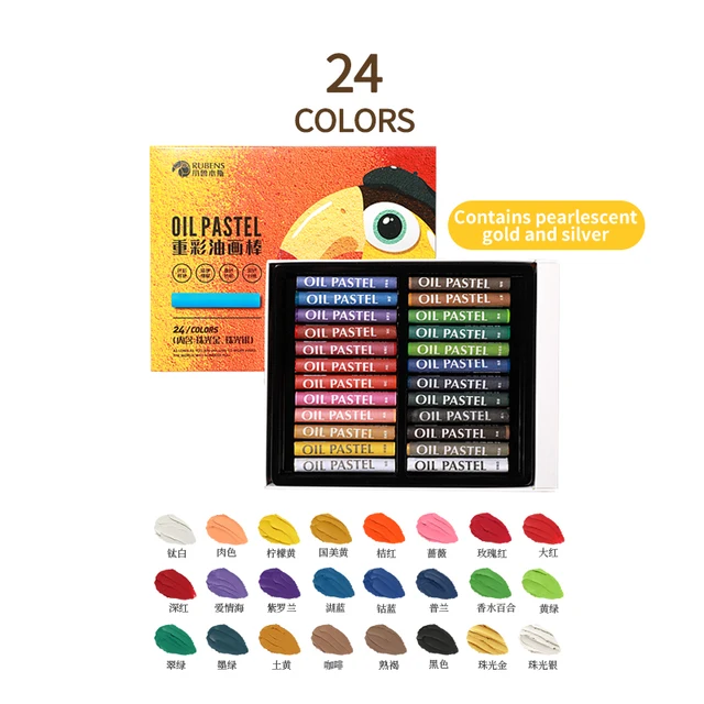 Paul Rubens Oil Pastel 12/18/24/36/48 Vibrant Colors Set for Kids Soft Easy To Use Safe and Non-toxic Children School Supplies 24 Color