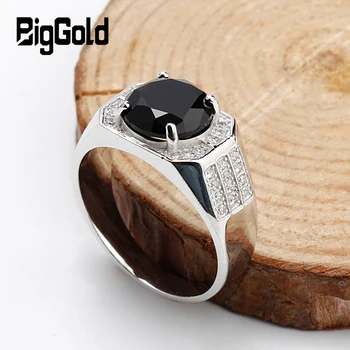 

Real 925 Sterling Silver Men CZ Ring with Geometric Black Cubic Zircon Stone Vintage Rings For Men Women Unisex Fashion Jewelry