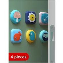 4 мультфильм стены слайдеры за двери анти-столкновения pad дверная ручка дверный замок бесшумный подушка безопасности противоударный