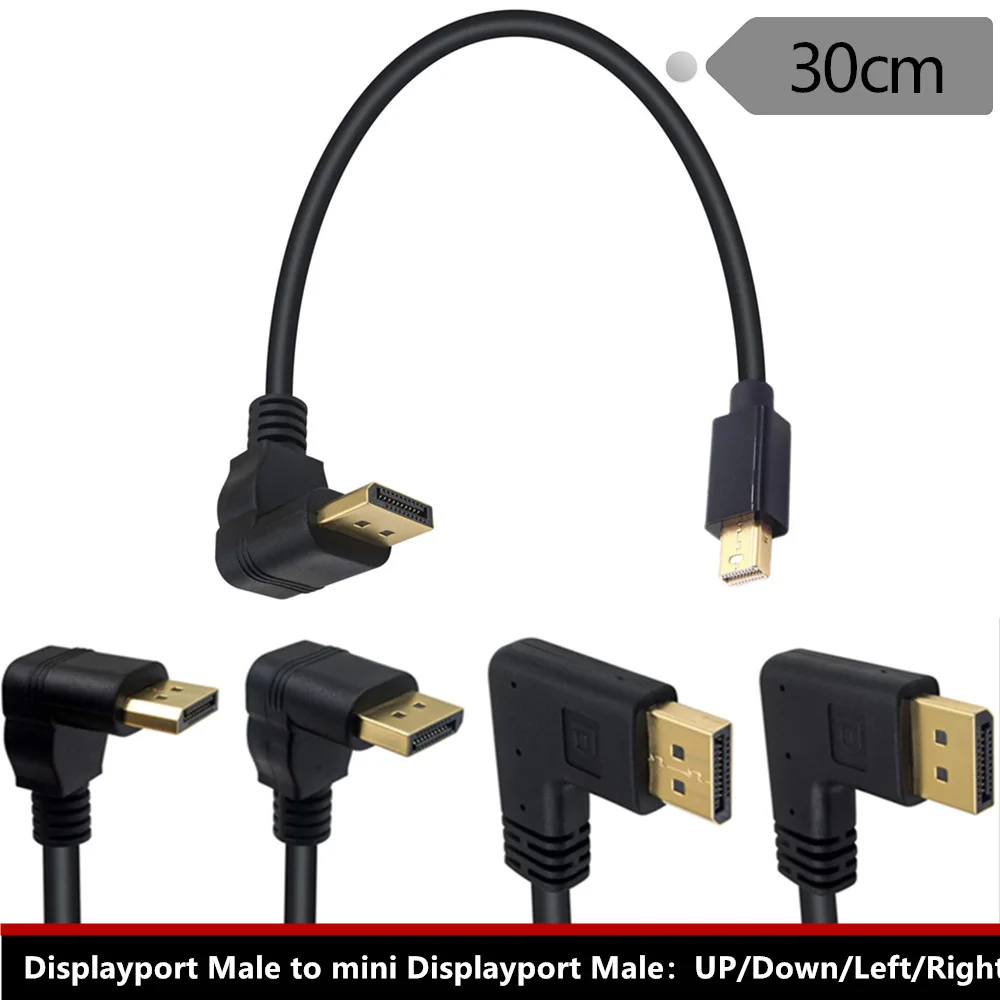 Thunderbolt Mini Displayport Male To Dp Male Angle Cable Adapter 90