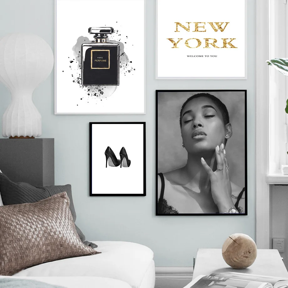 

Abstract Modern Fashion Perfume Canvas Painting Black White Salon Posters Prints Nordic Wall Art Pictures Living Room Home Decor