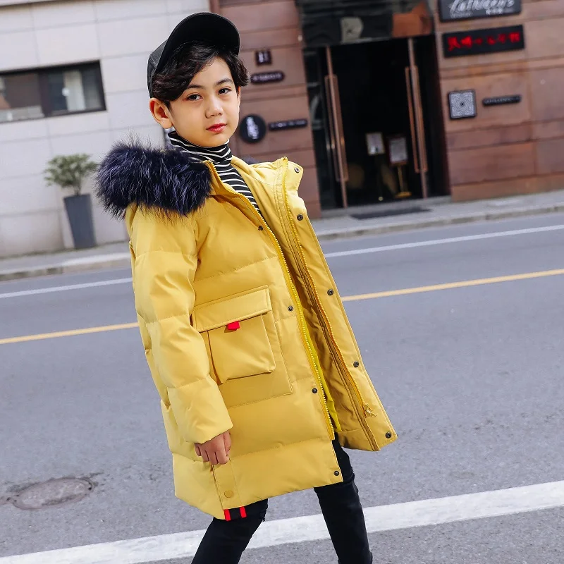 

Children Winter Jacket for Boy -30 Degrees Hooded Warm Duck Down Coat Teenage Outerwear Kids Parka with Fur 4-13 Years Snowwear