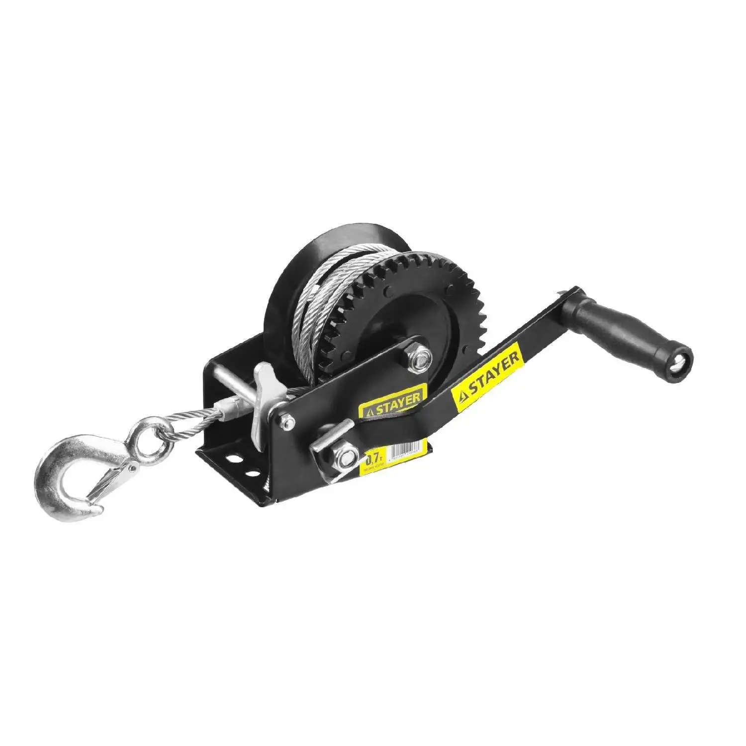 Лебедка STAYER 43112 0.7 (Тяга 700 кг стальной трос 8 м механическая барабанная