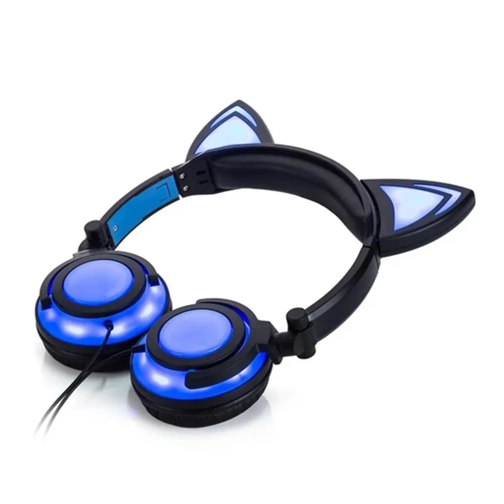 2020 Cat Ear headphones LED Ear headphone cat earphone Flashing Glowing Headset Gaming Earphones for Adult and Children