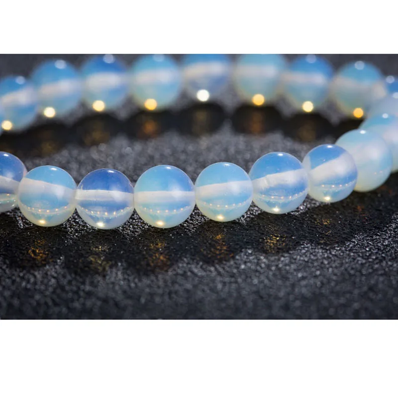 Stone Bead Bracelet 8mm Round Crystal White Opal Moonstone Bracelet Women Handmade Stretch Natural Stone Beaded Strand Bracelets Jewelry