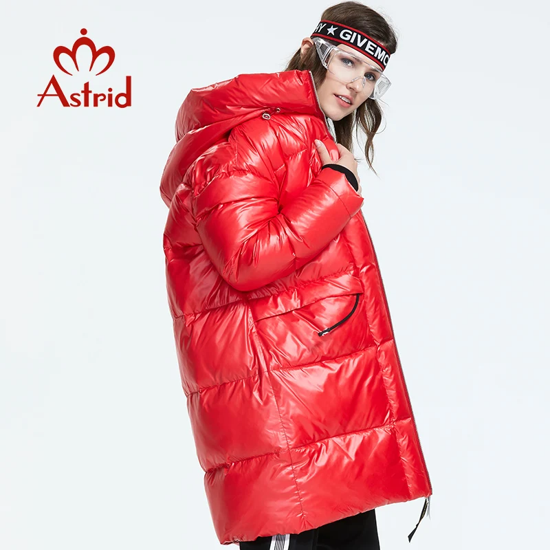 Astrid Зима новое поступление женский пуховик красный топ цвет с капюшоном пуховик на молнии длинная зимная куртка для женщина AR-3003