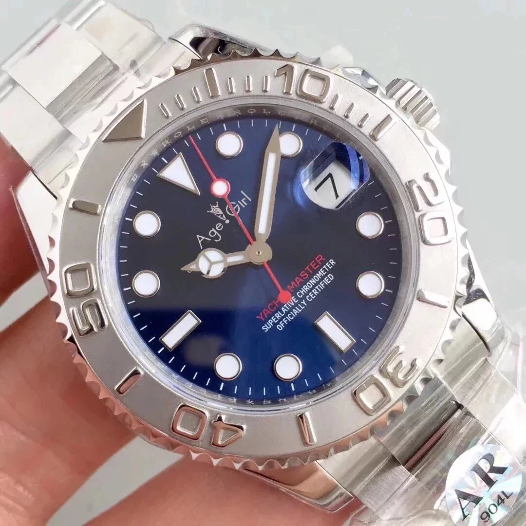 

Luxury Brand New Men Automatic Mechanical Watch Silver Black Blue Grey Stainless Steel Yacht Watches Master Sapphire Glass AAA+