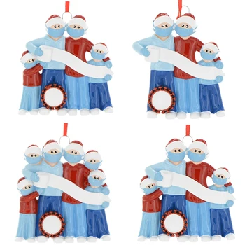 

4PCS Quarantine Christmas Holiday Decoration Gift Personalized Hanging Ornament, Pandemic -Social Distancing