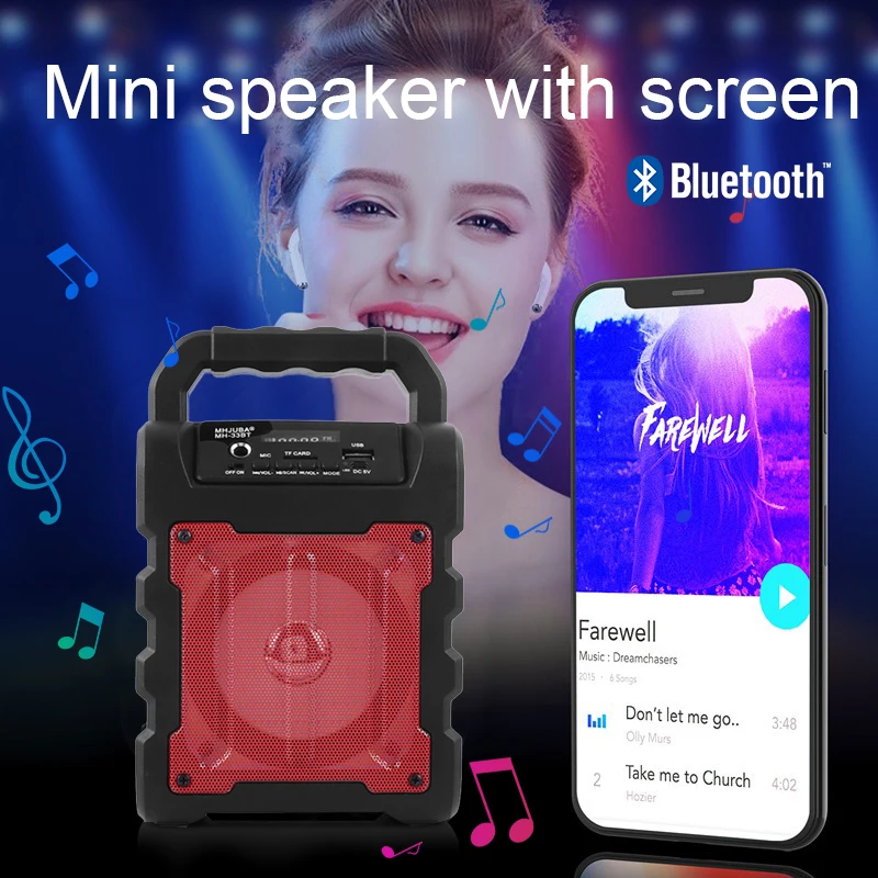 Large Size Bluetooth Speaker Wireless Sound System Bass Stereo with LED Light Support TF Card FM Radio Outdoor Sport Travel