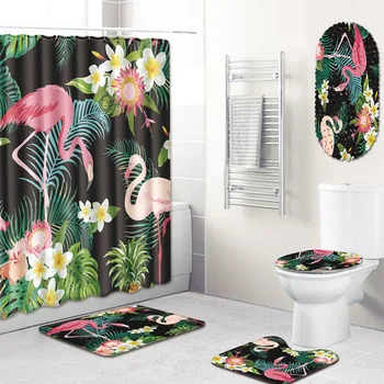 

Bathroom Shower Curtain Mat Non-Slip Absorbent Carpet Mats Five-Piece Set