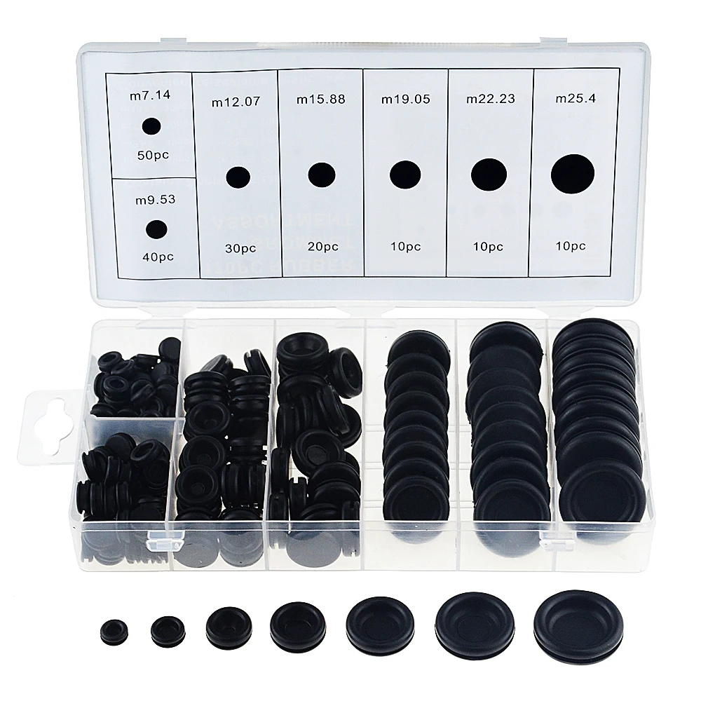 170Pcs Rubber Grommet Firewall Hole Plug Set Electrical Wire Gasket Accessories 