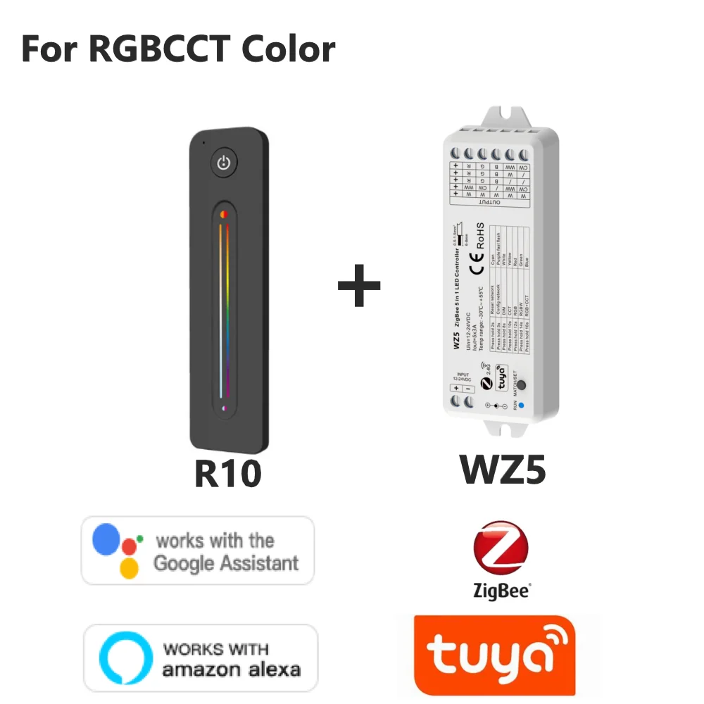 TsoLay Tuya Zigbee LED-Strip Controller Waterdicht IP68 - 12-24V, RGBW, Spraakbesturing