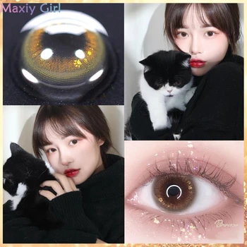 

Colored Contacts Lenses With Golden Powder For Eyes Beautiful Pupil Lentes De Contacto Halloween Cosplay Soft Cosmetic Makeup