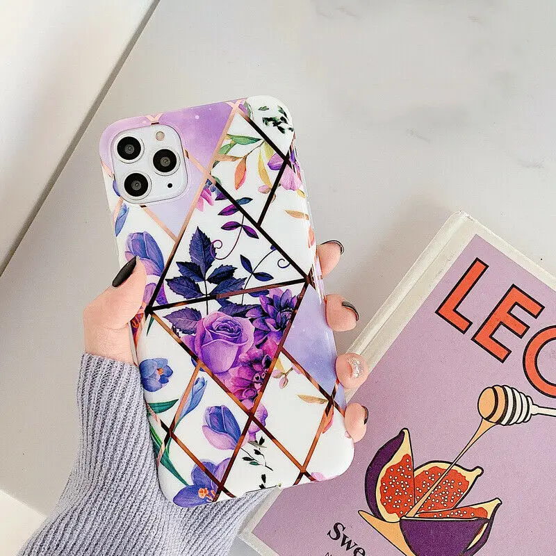 Для iPhone 11 Pro Max XS Max XR X 7 8 6 6s Plus роскошный цветок мраморный Мягкий ТПУ силиконовый бампер чехол для телефона чехол