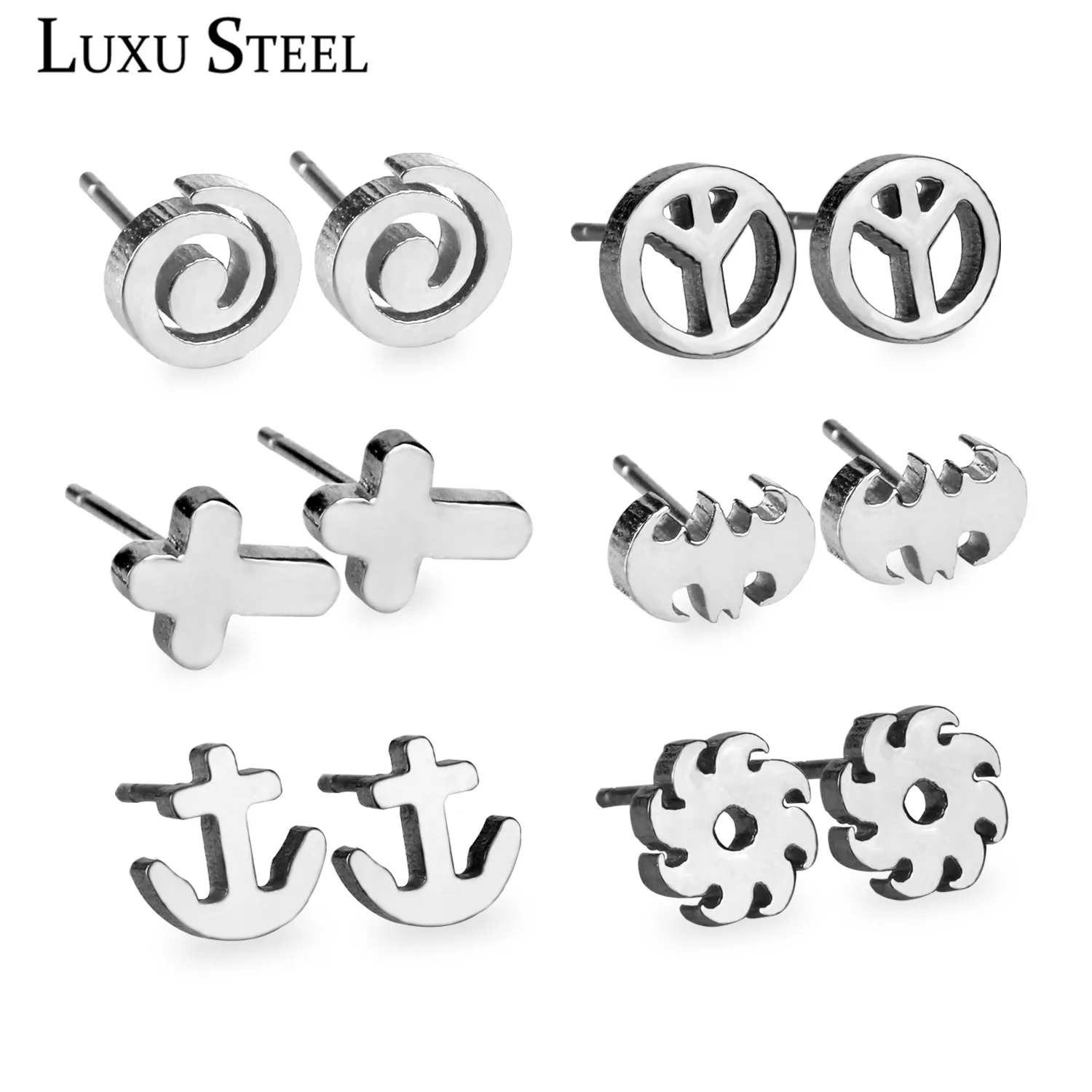 Серьги LUXUSTEEL из нержавеющей стали 2020 с геометрическим рисунком 6 Пары/коркорсаж