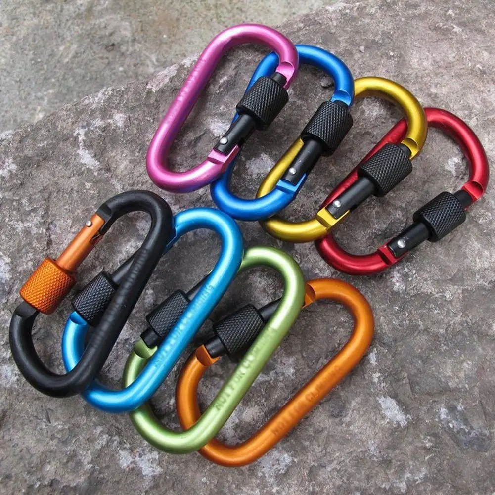 

1 Pc Clip Outdoor Buckle keychain Chain Screw Hang Quickdraw Carabiner Climb Camp survive Hike D ring Snap Hook Clasp Aluminum