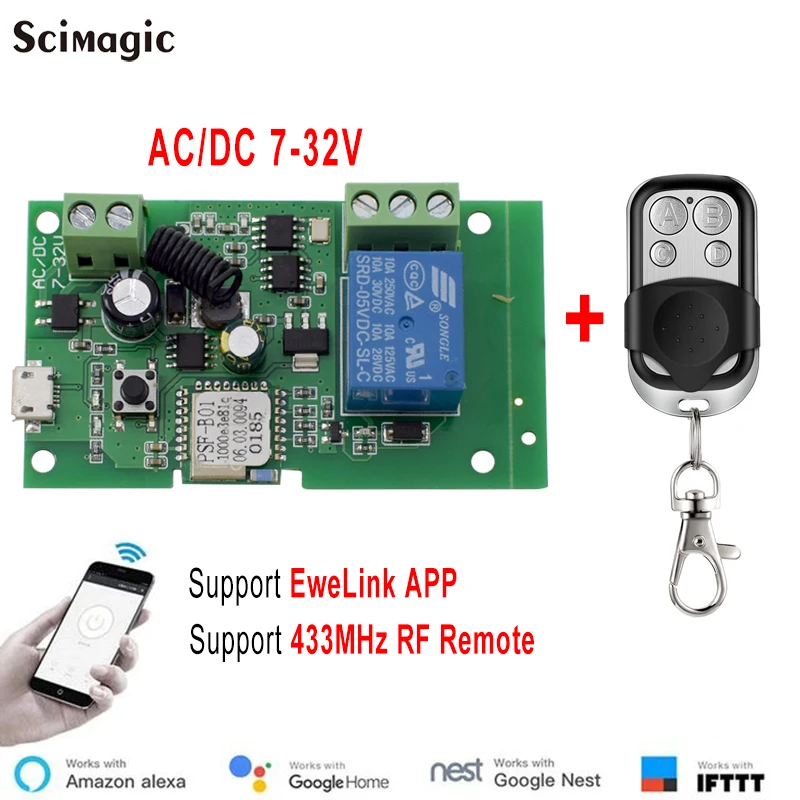 Kaufe 433 MHz DIY Drahtloser Schalter DC 12 V 1CH Mini-Relaismodul und  RF-Sender-Fernbedienung für Garagenvorhang-Haushaltsgerät