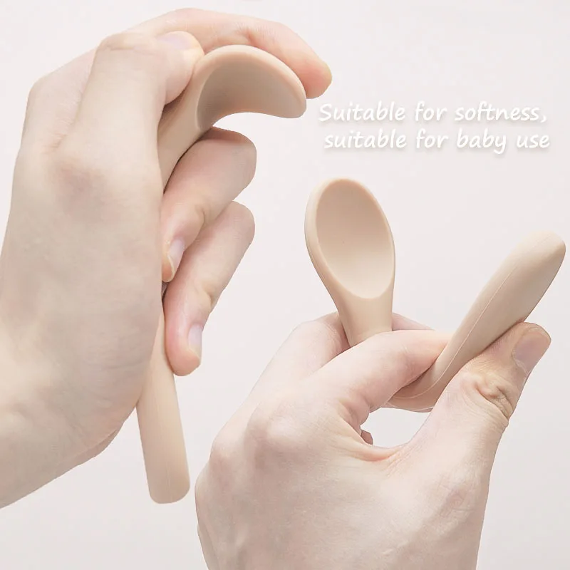 BPA Free Soft Silicone Spoon Fork Baby Feeding Solid Food Spoon Toddlers Infant Accessories Dishes Tableware For Children 4