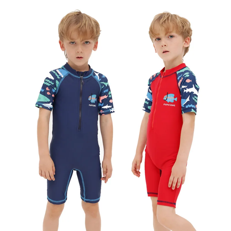 

KID'S Swimwear New Style Children One-piece Short Sleeve Tour Bathing Suit Men And Women Children Swimwear Sun-resistant Quick-D